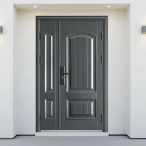 Unequal Double Steel Security Door for Modern Apartment with Multi-Point Lock