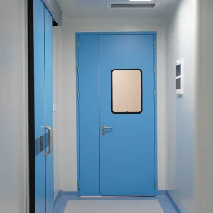 Unequal Double Swing Steel Cleanroom Door with Thermal Insulation for Hospital Food Factory Laboratory and Pharmaceutical GMP