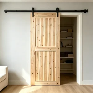 Unfinished Plain Solid Fir Full Wood Barn Door Minimalist Sliding Door for DIY