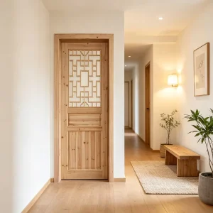 Unfinished Solid Fir Lattice Wood Door for Apartment Projects