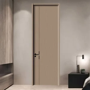 Unpainted Solid Wood Composite Interior Door with Metal Strip, Soundproof Pre-Installed Frame, Waterproof, Heat Insulation, Custom Hotel Use