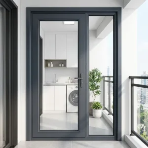 Ventilated Aluminum Alloy Swing Door with Louver for Laundry and Utility Rooms Modern Interior Casement Door Factory Supply