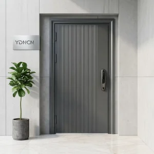 Vertical Groove Cast Aluminum Swing Security Door with Fingerprint Lock Anti-Burglar Blast-Proof Villa Entry
