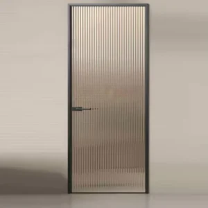 Very Narrow Custom Aluminum Alloy Glass Swing Door for Toilet Interior, Waterproof, Unfinished Surface