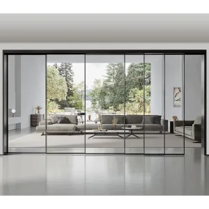 Very Narrow Frame Aluminium Glass Entrance Apartment Interior Sliding Doors