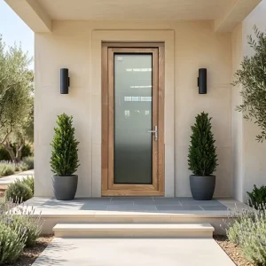 Villa Courtyard Modern Fiberglass Screen Out-Swing Door with Thermal Insulation for Passive Houses