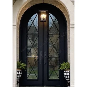 Villa Design Exterior Wrought Iron Entry Security Door With Smart Lock Single and Double Iron Doors