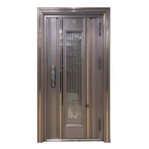 Villa Entrance Metal Stainless Steel Mirror-Faced Single-Hinge Security Door