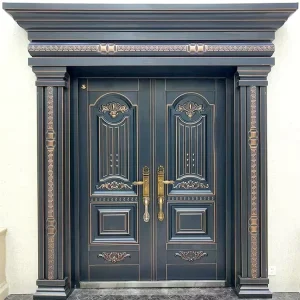 Villa Exterior Main Entrance Double Steel and Zinc Alloy Doors