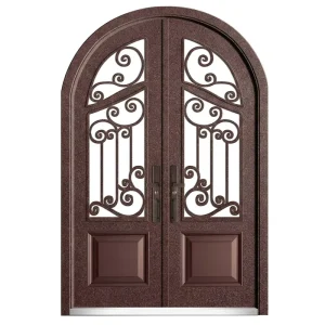 Villa Front Door Reddish Brown Weather Resistant Aluminum Alloy Villa House Hotel Apartment Entry Exterior Gate Custom