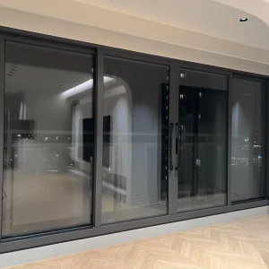 Villa-Grade Wide-Span Panoramic Glass Windproof Waterproof Fire-Prevention Commercial Exterior Sliding Door for Apartment Entry
