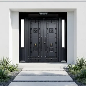 Villa Main Entry Door Exterior Steel Apartment Building Main House Wrought Iron Entry Door