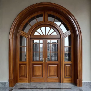 Villa Residential Exterior Main Entrance Modern Solid Wood Double Door