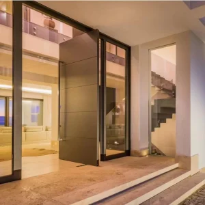 Villa Solid Wood Pivot Entrance Door with Smart Lock