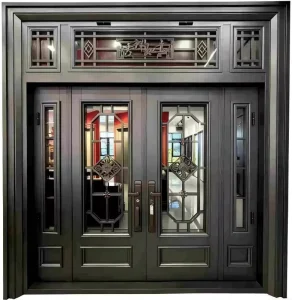 Villa Zinc Alloy Entry Door, Custom Palace Design, Anti-Corrosion, Rose Gold, Security Grade