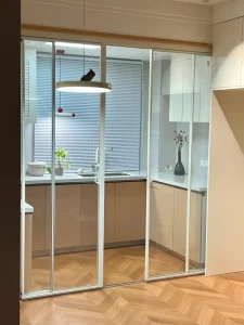 Vintage French Style Sliding Aluminum Frame Door with Tempered Glass