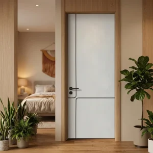 W078 Custom-Size Sound-Insulating WPC Interior Door, Waterproof, Anti-Termite, for Bedroom, Commercial, and Residential Use