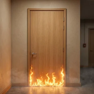 WHI Listed 20 60 Min Fire Resistance Modern Finished Wooden Sliding Door Interior Fireproof Side Opening Hotel