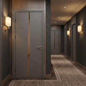 WPC Interior Bedroom Door, Weather Resistant, Sound Insulation, PU Foam Infilling, for European Apartment Hotel