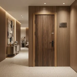 Walnut Fluted Solid Wood Wall Panel Storage Closet Full-Wall Built-in Wardrobe