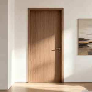 Walnut PVC Paint-Free Waterproof Modern Flush Interior Door for Hotel, Apartment, and School Projects