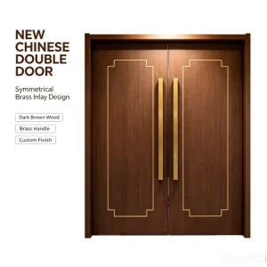 Warm Tone Wooden Interior Door for Bedroom, Villa, or Homestay