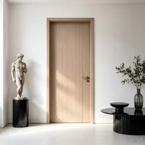 Water-Resistant Minimalist Wooden Exterior Bedroom Door for Home Installation