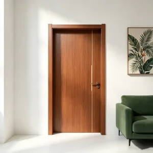 Water Resistant Wooden Interior Door White Minimalist PVC Paint-Free Customizable for Living Room Apartment