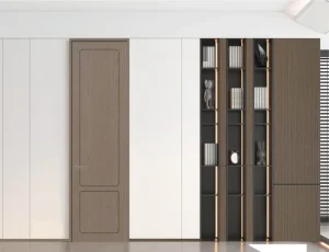 Waterproof 45 Series Aluminum-Wood Interior Door, Soundproof, Anti-Termite, Modern Flat Frame, for Hotels
