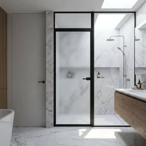 Waterproof Aluminum Alloy Bathroom Swing Door Frosted Tempered Glass Casement Door for Toilet Factory Direct