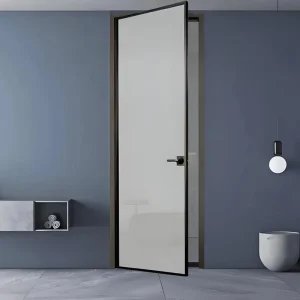 Waterproof Aluminum Alloy Bathroom Swing Door with Tempered Glass for Apartment, Home, and Kitchen