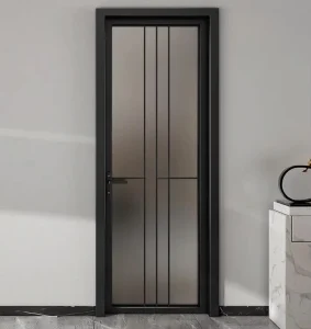 Waterproof Aluminum Alloy Hinged Swing Door with Frosted Glass for Bathroom, Kitchen and Bedroom