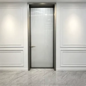 Waterproof Aluminum Alloy Ultra-Narrow Swing Door with Slim-Line Tempered Glass for Bathroom, Kitchen, and Toilet