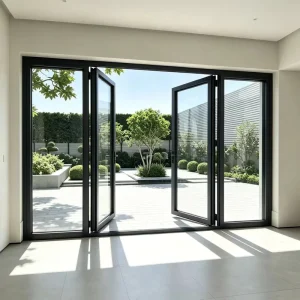 Waterproof Aluminum Double Swing Glass Door for Patio Courtyard