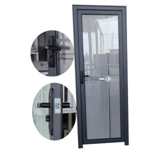 Waterproof Aluminum Frame Bathroom Doors Interior Glass Toilet Single Swing Doors
