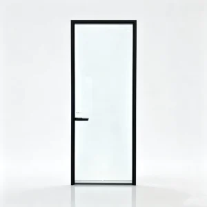 Waterproof Aluminum Narrow-Frame Swing Door with Frosted Tempered Privacy Glass for Bathroom