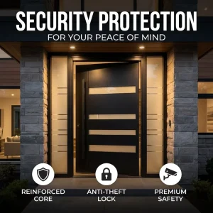Waterproof Cast Aluminum French Style Pivot Door with Solid Wood, Steel, and Polymer Construction