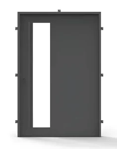 Waterproof Commercial Aluminium Shop Front Glazing Swing Door, Chinese Design Style, Stainless Steel Finish, Exterior Use