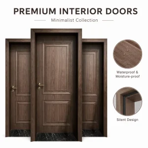 Waterproof Composite Baking Paint Interior Slab Wooden Door for Villa, Apartment, Hotel, Bedroom, and Office