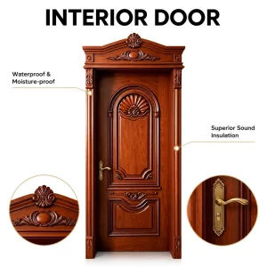 Waterproof Composite Baking Paint Slab Door for Villas, Hotels, Apartments, and Bedrooms, Modern French Arched Style