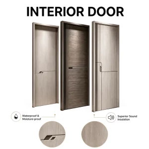 Waterproof Composite Wooden Slab Interior Door, Baking Paint Finish, Villa, Hotel, Apartment, Bedroom