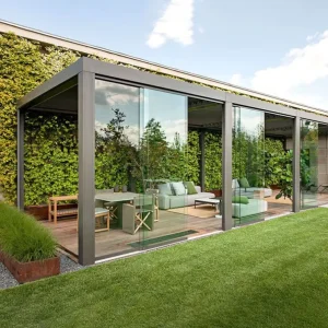 Waterproof Custom Bifold Accordion Narrow-Frame Frameless Folding Door for Pergola