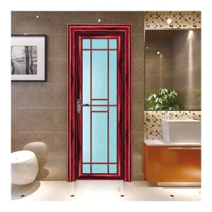Waterproof Double Tempered Aluminum Bathroom Swing Door with Finished Surface