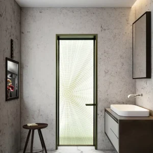 Waterproof Frosted Glass Aluminum Swing Bathroom Door