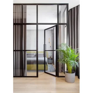 Waterproof Glass Interior Door with White Aluminum Frame for Apartment Bathroom