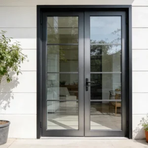 Waterproof Hurricane-Impact Thermally Broken Aluminum Alloy Entry Door with Double-Glazed Glass