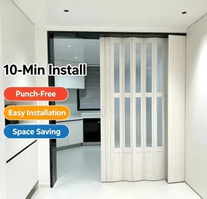 Waterproof Impact Resistant Acrylic Glass PVC Folding Door with Aluminum Track Modern Space Saving Sliding Partition