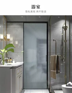 Waterproof Interior Glass Hinge Swing Door with Aluminum Alloy Frame for Bathroom