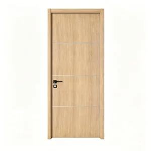 Waterproof Modern PVC Finished Solid Wood Interior Door for Bathroom, Apartment and Residential Projects