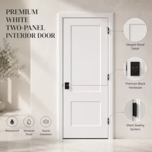 Waterproof Moisture-Proof White Lacquer Panel Interior Bedroom Wood Door, Soundproof